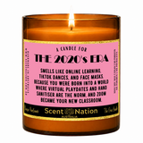 2010s nostalgia gifts – The 2020s Era Candle, a Scent Nation hand-poured soy candle in an amber jar with its printed label, Australia