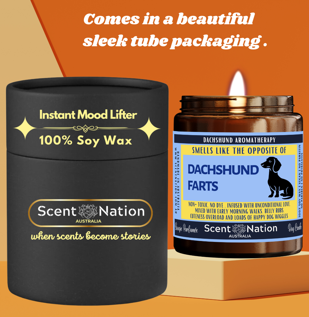 Luxury Dog Owner Gift Box - DACHSHUND Soy candle handmade in Australia. Premium Dog Lover Soy Candles