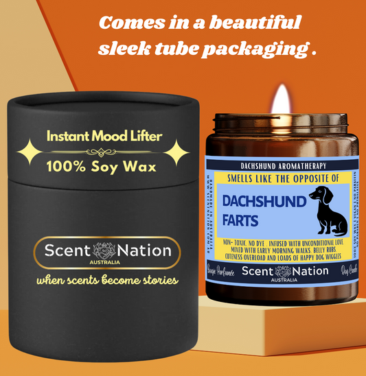 Luxury Dog Owner Gift Box - DACHSHUND Soy candle handmade in Australia. Premium Dog Lover Soy Candles