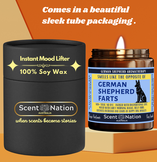 Luxury Dog Owner Gift Box - GERMAN SHEPHERD Soy candle handmade in Australia. Premium Dog Lover Soy Candles