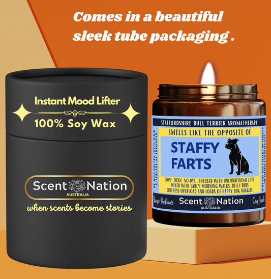Luxury Dog Owner Gift Box - STAFFY FARTS Soy candle handmade in Australia. Premium Dog Lover Soy Candles