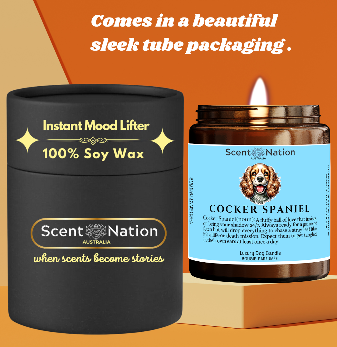 Luxury Dog Owner Gift Box - COCKER SPANIEL Soy candle handmade in Australia
Premium Dog Lover Soy Candles