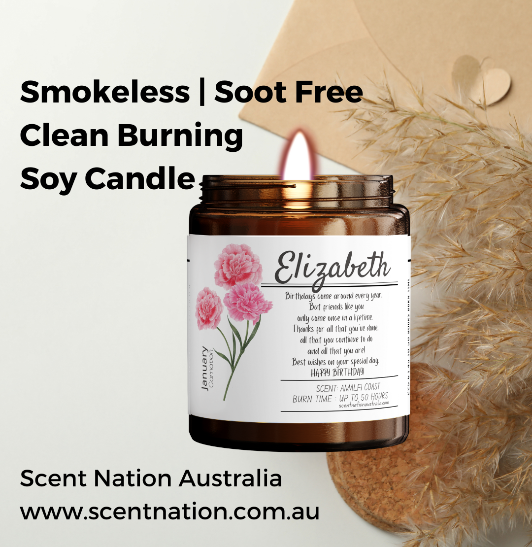 Beautifully crafted birth month soy candle, celebrating individuality and special moments