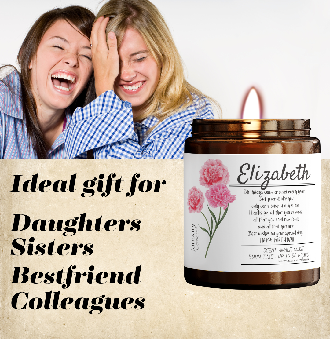 Customizable soy candle for each birth month, ideal for thoughtful gifts
