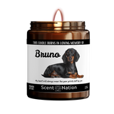 Pet memorial gifts – The Pet Memorial Photo Candle, a Scent Nation hand-poured soy candle in an amber jar with its printed label, Australia