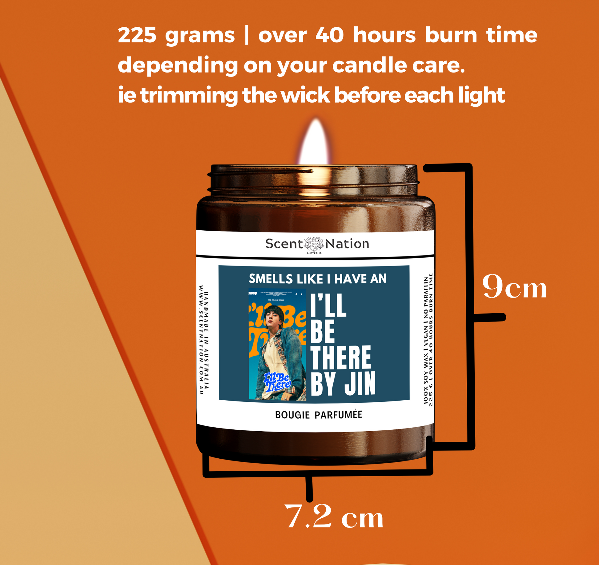 ELEGANT GIFT IDEA FOR BTS ARMYS AND JIN STANS. SOY CANDLE MADE IN AUSTRALIA