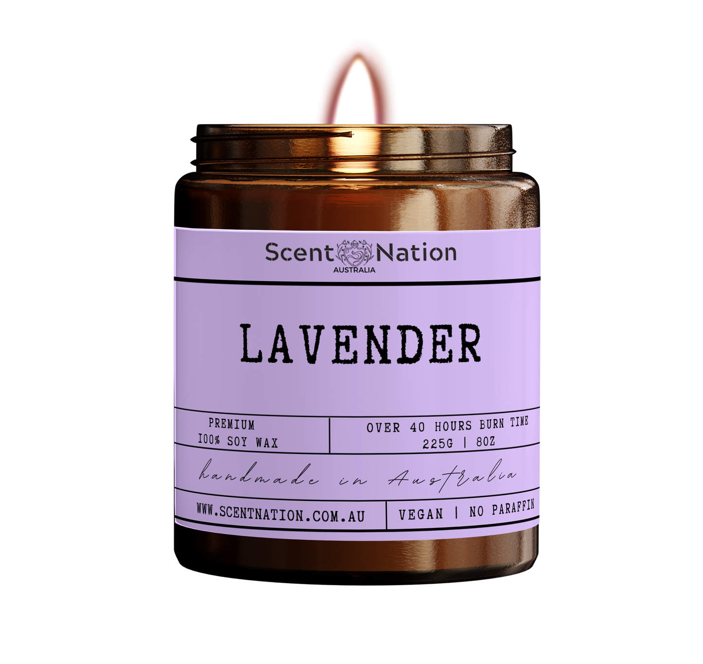 Scent Nation Australia Lavender scented candle, 100% soy wax, non toxic, phthalate free, paraben free, Australian made home scents