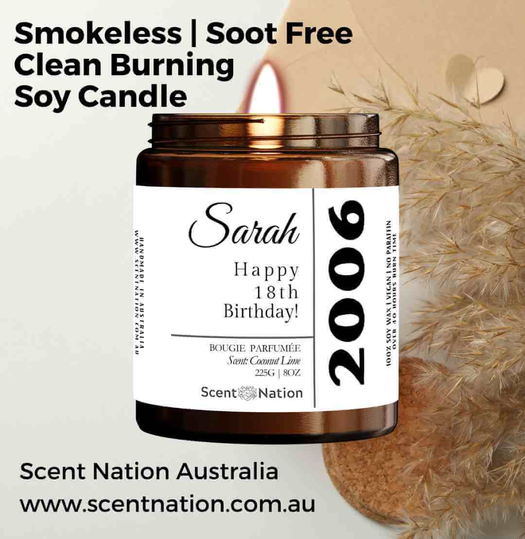 Personalised 18th birthday gift ideas – unique candle present from Australia