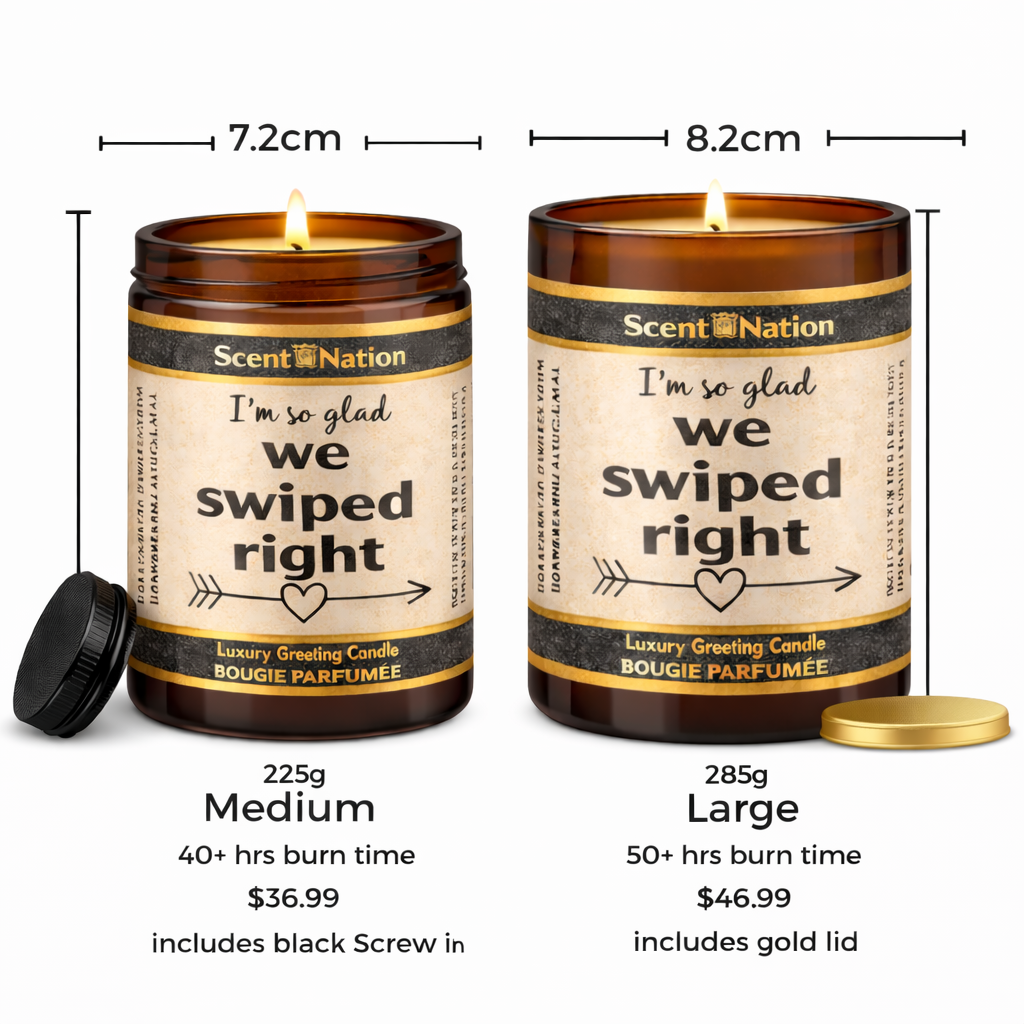 I’m So Glad We Swiped Right Candle – Funny Valentine’s Gift for Him or Her
