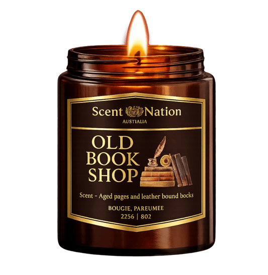 Old bookshop scented candle – library scent book candle, unique gifts for book lovers Australia