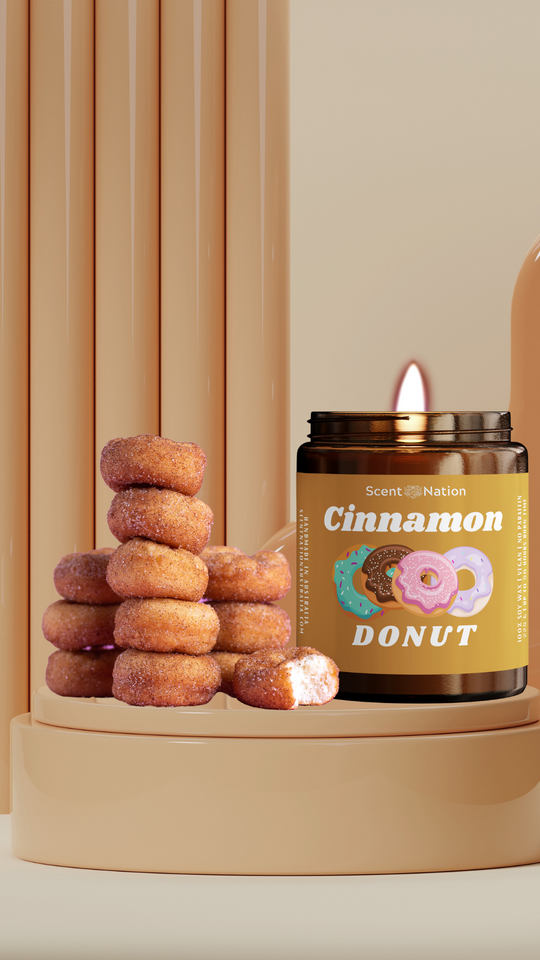 Scent Nation Australia Cinnamon Donut scented candle, 100% soy wax, non toxic, phthalate free, paraben free, Australian made home scents