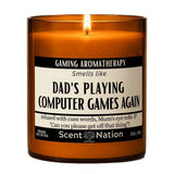 Funny birthday gifts for gamers – The Personalised Gamer Candle, a Scent Nation hand-poured soy candle in an amber jar with its printed label, Australia