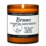 Pet memorial gifts – The Pet Memorial Candle, a Scent Nation hand-poured soy candle in an amber jar with its printed label, Australia
