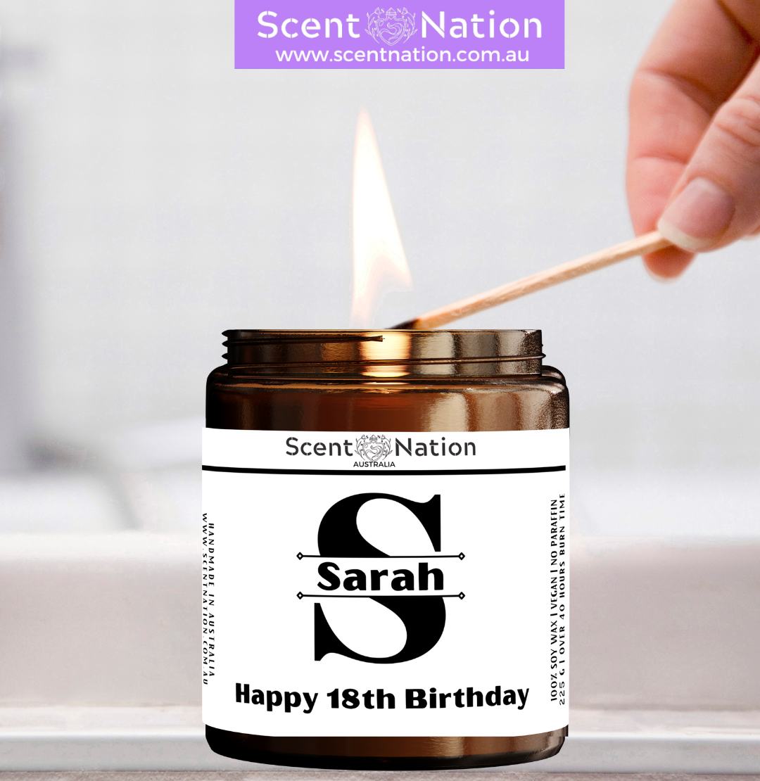 Elegant 18th birthday gift idea for colleagues – Australian monogram candle