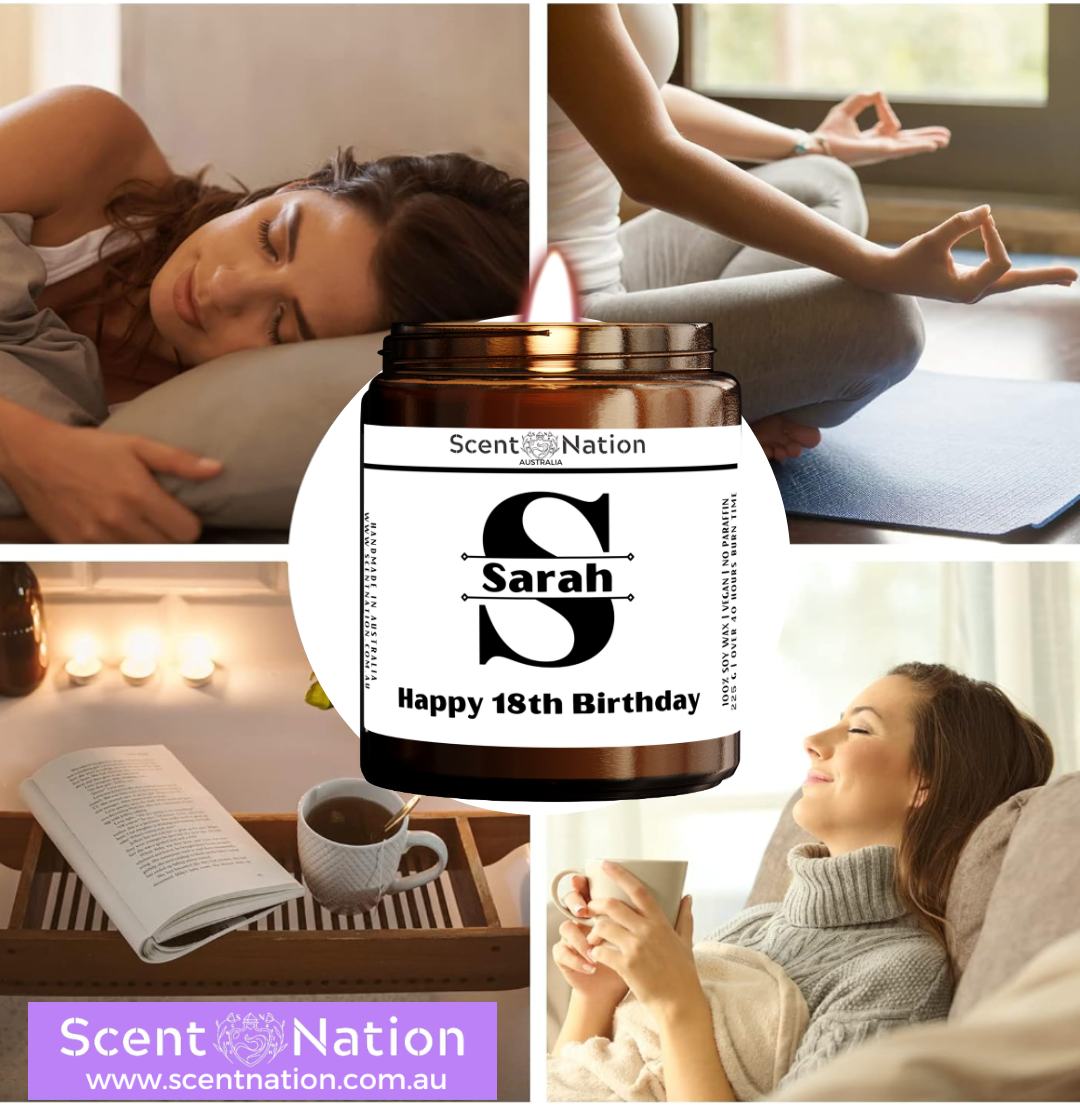 Birthday present for 18-year-old friend – luxury monogram candle gift Australia