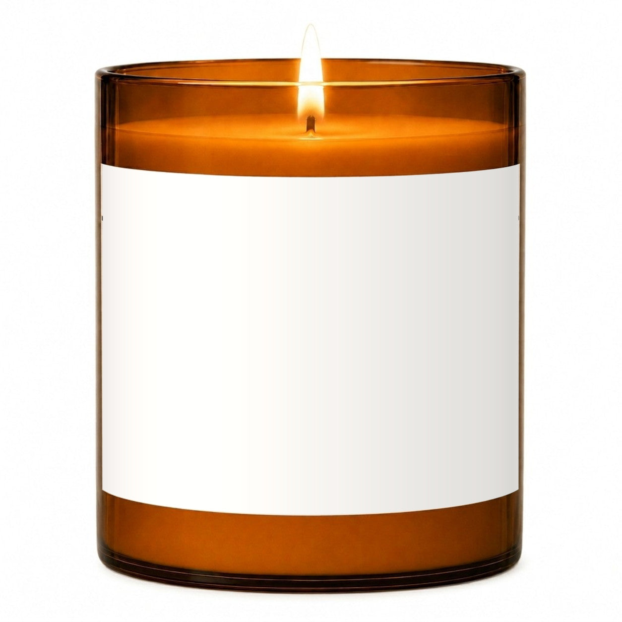 The Photo Candle: live preview of your label on the Large 285g amber jar