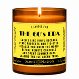 1950s nostalgia gifts – The 60s Era Candle, a Scent Nation hand-poured soy candle in an amber jar with its printed label, Australia