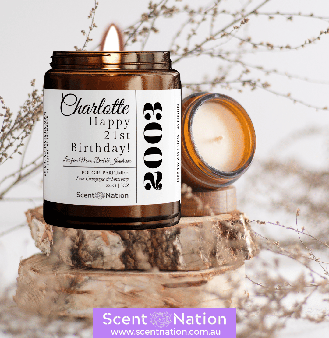 21st birthday gift personalised candle Bougie parfumée