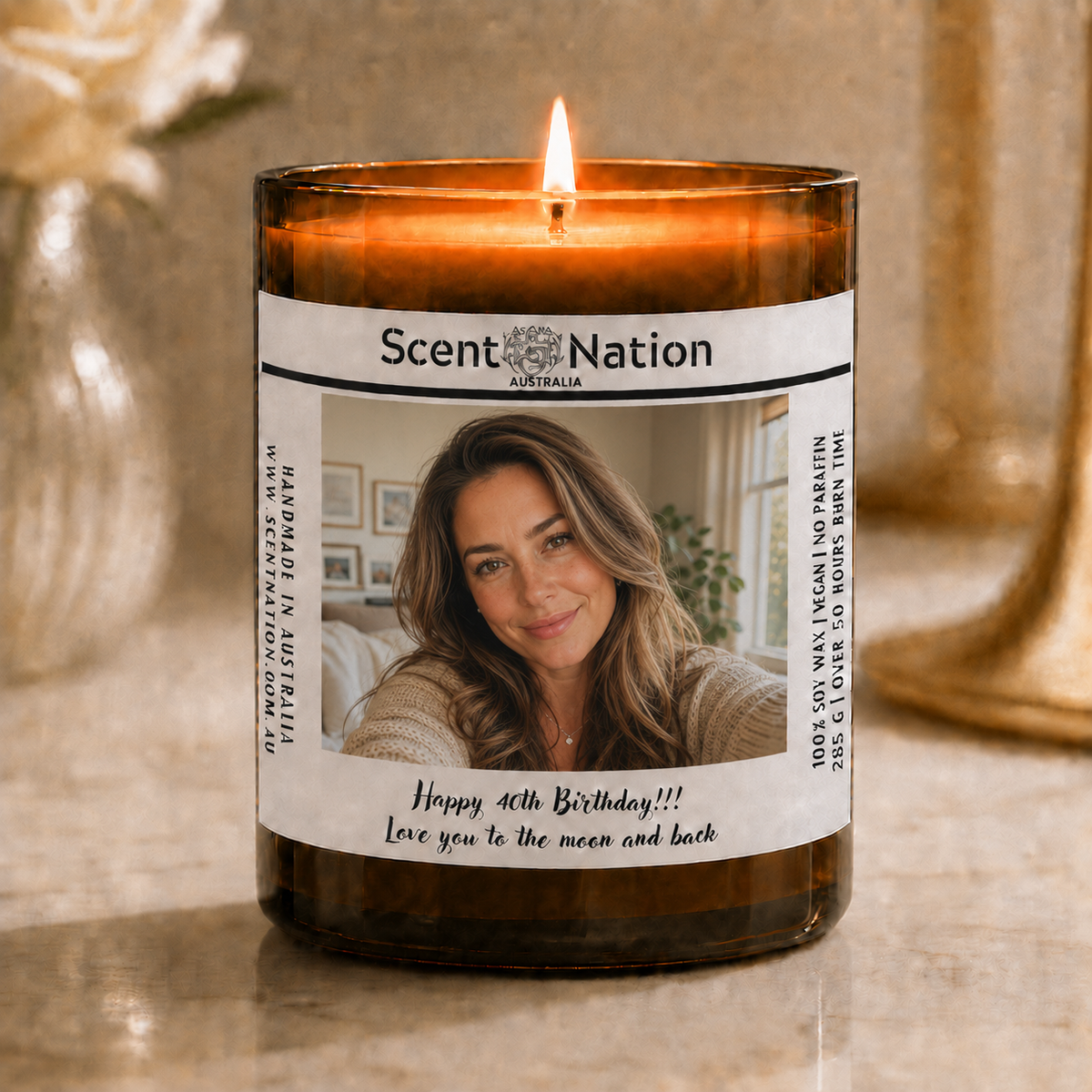 Personalised 40th Birthday Pho Gift - Scented Soy Candle Australia