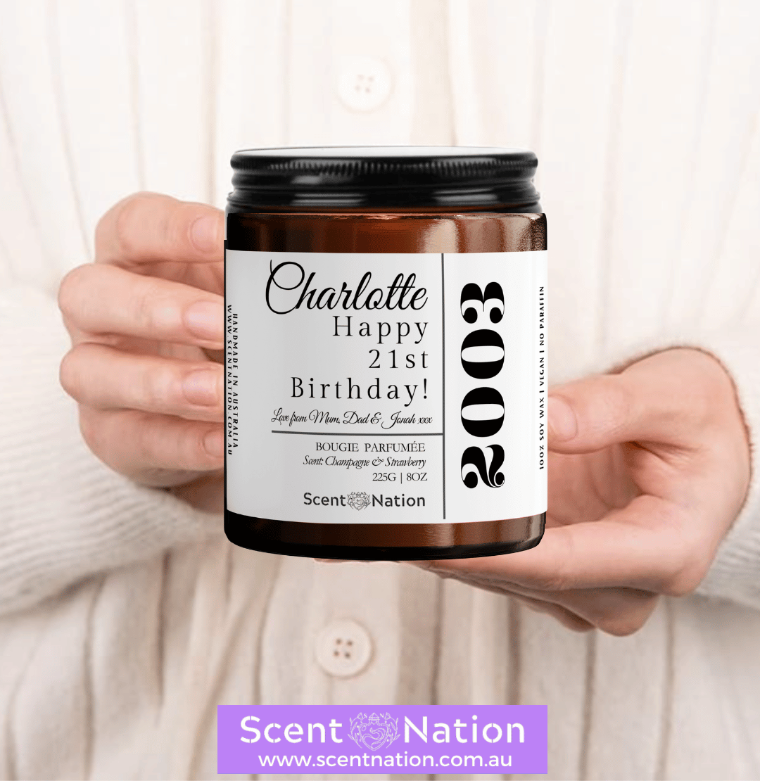 Anniversary gift for women, personalised candle, Boguie parfumée