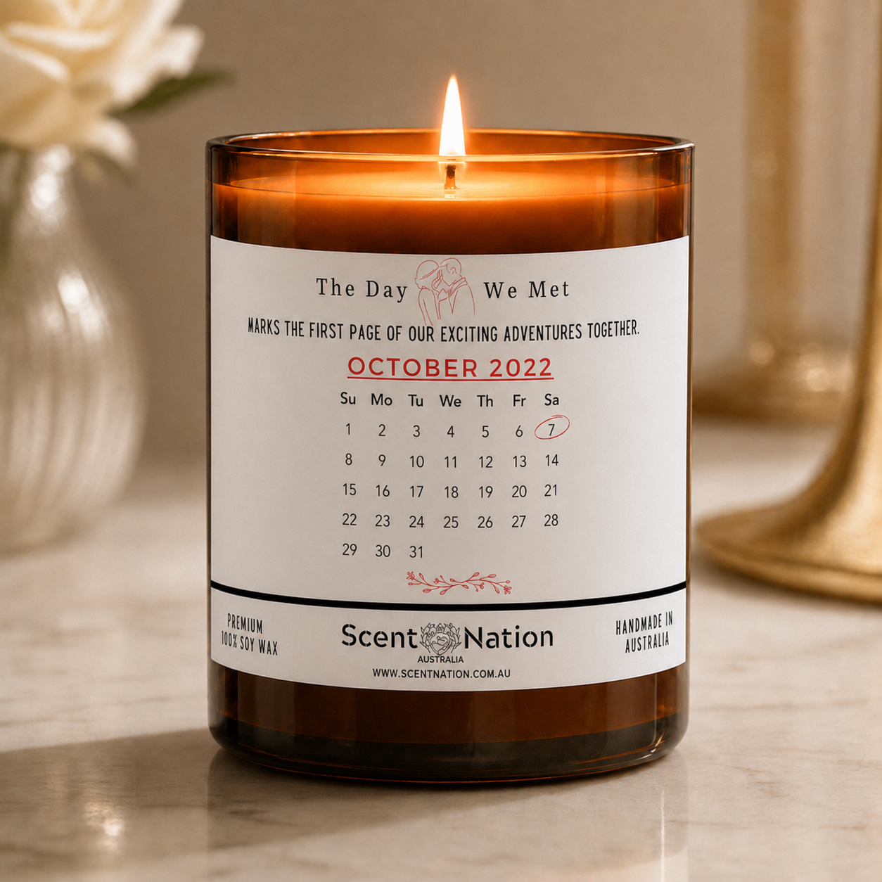 Best Personalised anniversary gift with calendar date of anniversary date by Scent Nation Australia