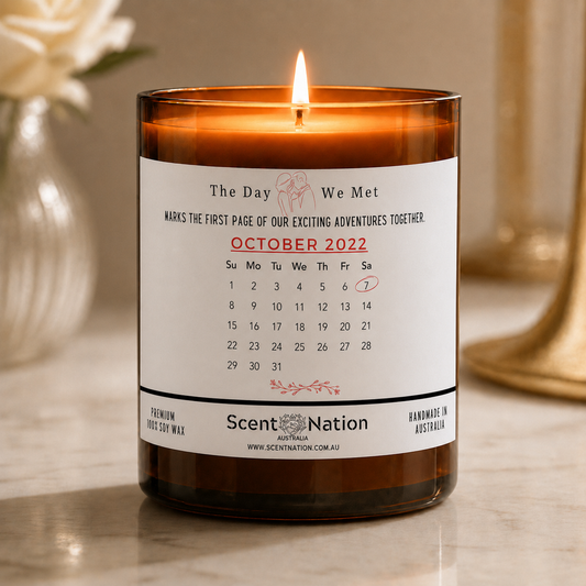 Best Personalised anniversary gift with calendar date of anniversary date by Scent Nation Australia