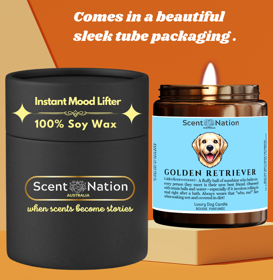Luxury Dog Owner Gift Box - GOLDEN RETRIEVER   Soy candle handmade in Australia
Premium Dog Lover Soy Candles