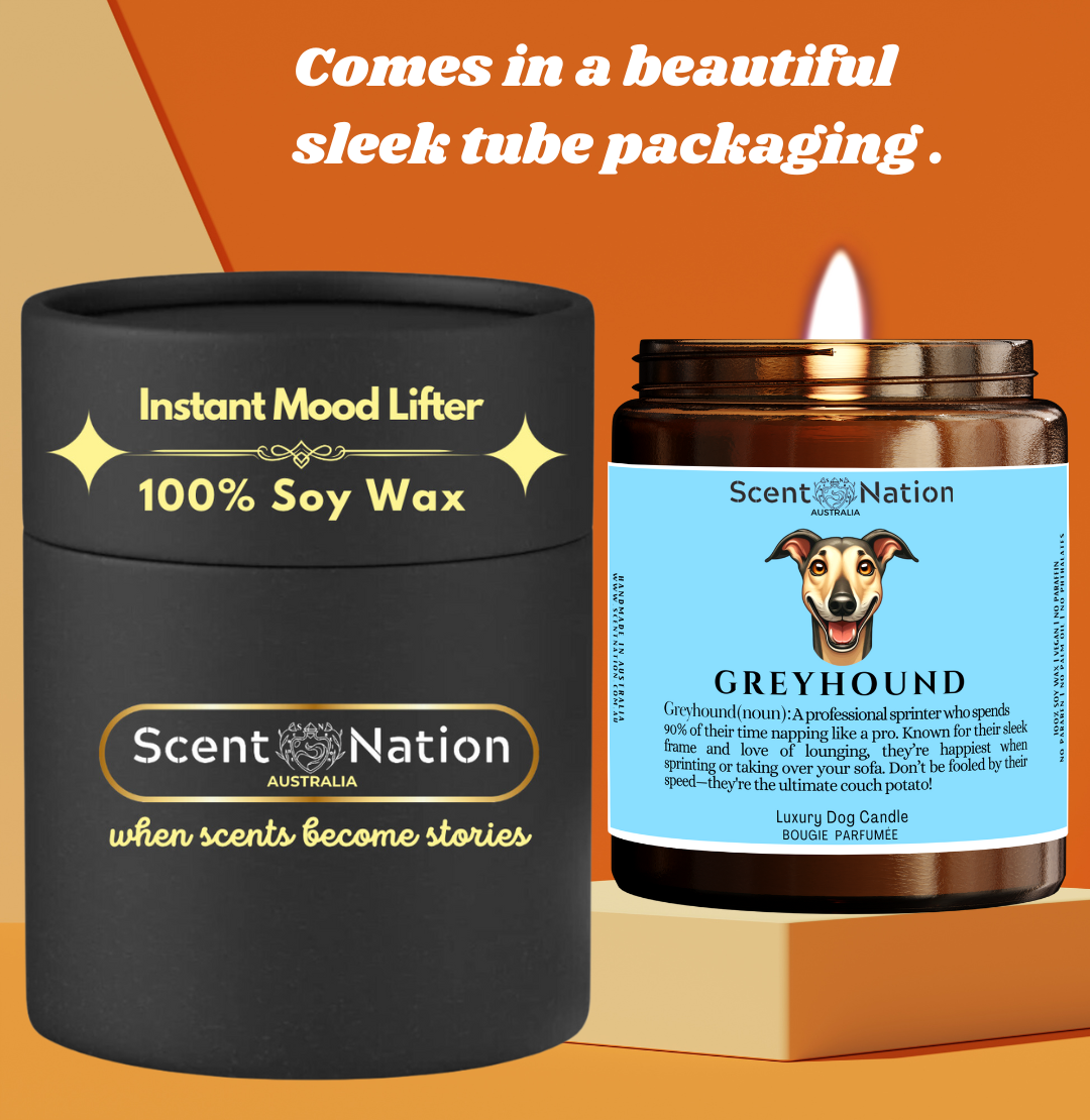 Luxury Dog Owner Gift Box - GREYHOUND   Soy candle handmade in Australia
Premium Dog Lover Soy Candles