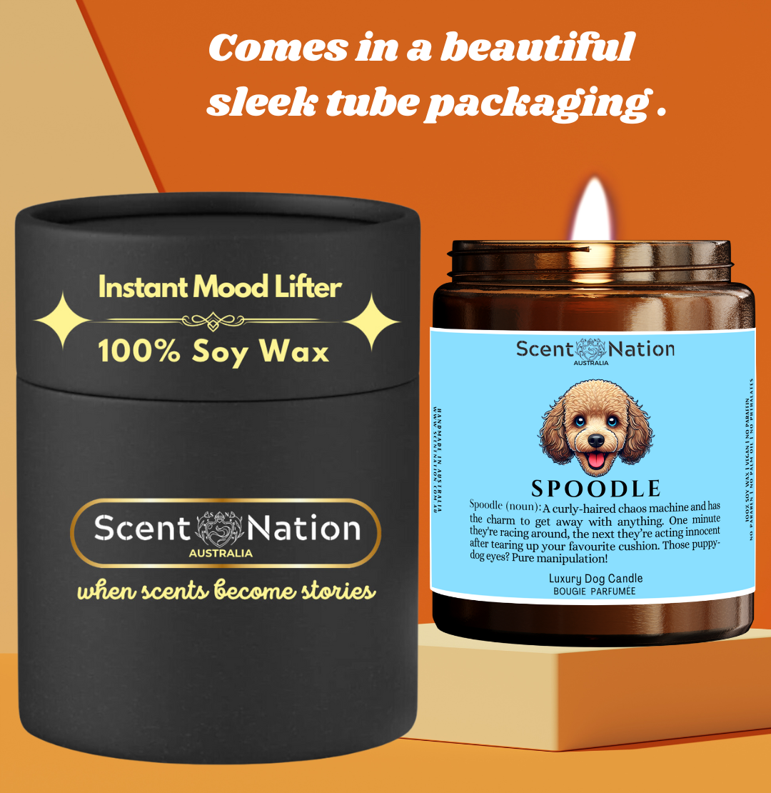 Luxury Dog Owner Gift Box - SPOODLE DOG   Soy candle handmade in Australia. Premium Dog Lover Soy Candles