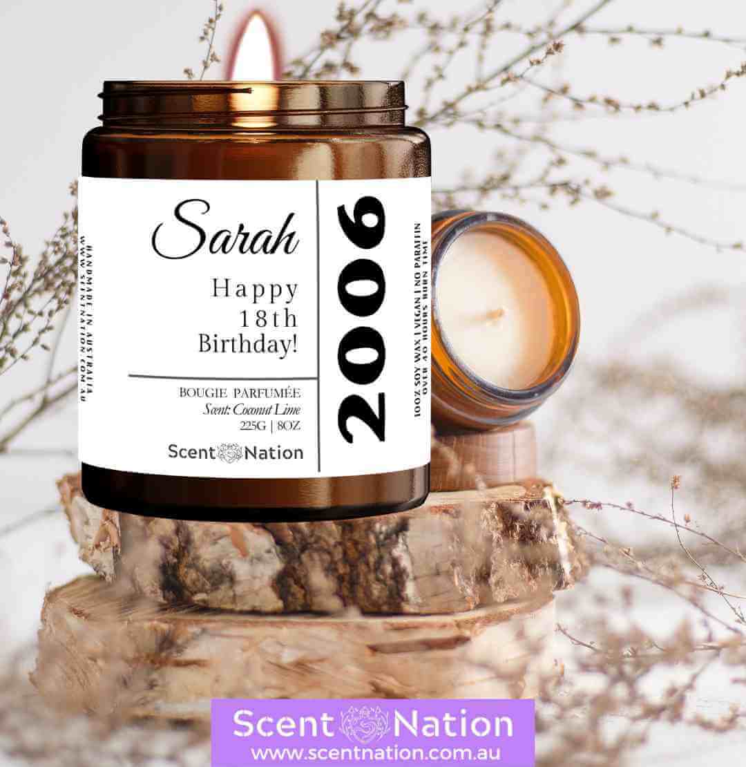 Birthday gift ideas for 18th birthday personalised candle for son in Australia