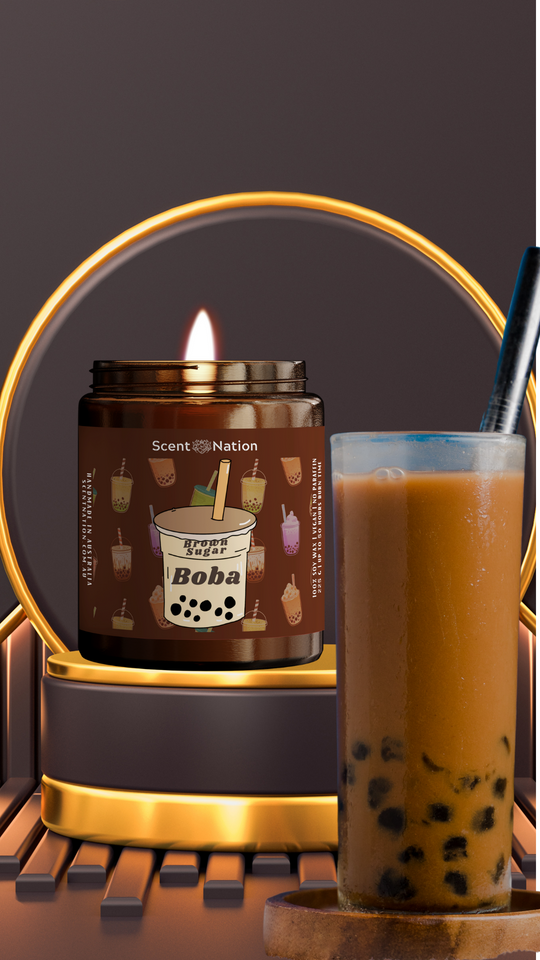 Scent Nation Australia Boba scented candle, 100% soy wax, non toxic, phthalate free, paraben free, Australian made home scents