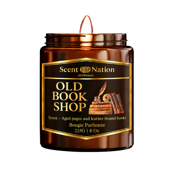 Old bookshop scented candle – library scent book candle, unique gifts for book lovers Australia