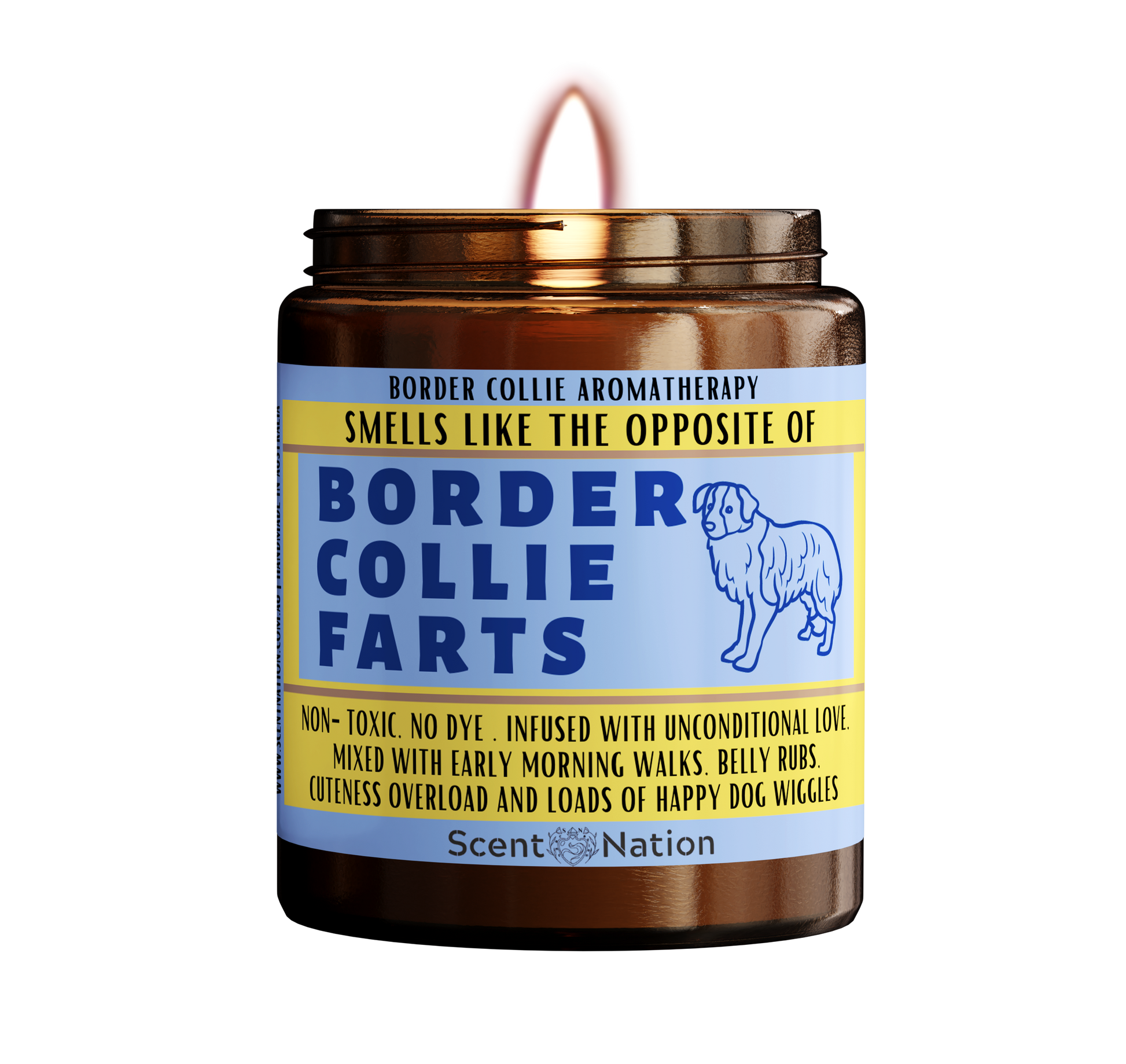 Personalised candle for Border Collie dog owners - perfect gifts for dog lovers in Australia 