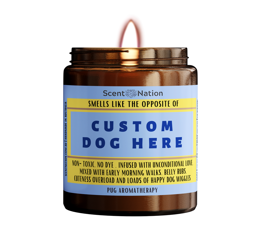 Custom Dog Candle Non-toxic  vet-approved soy candle designed to be safe around pets, perfect for home use.