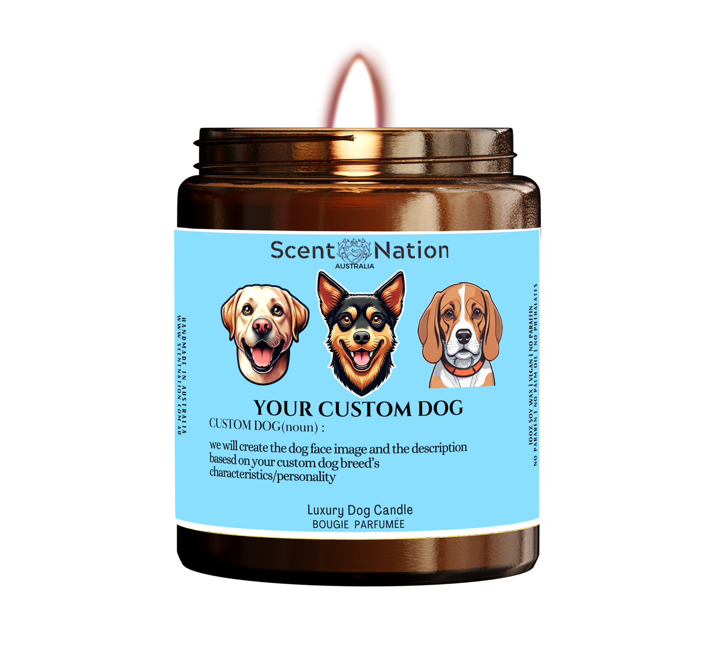 Custom Dog Gifts Australia – Funny & Unique Personalised Dog Breed Candle (Dog Noun Candle)