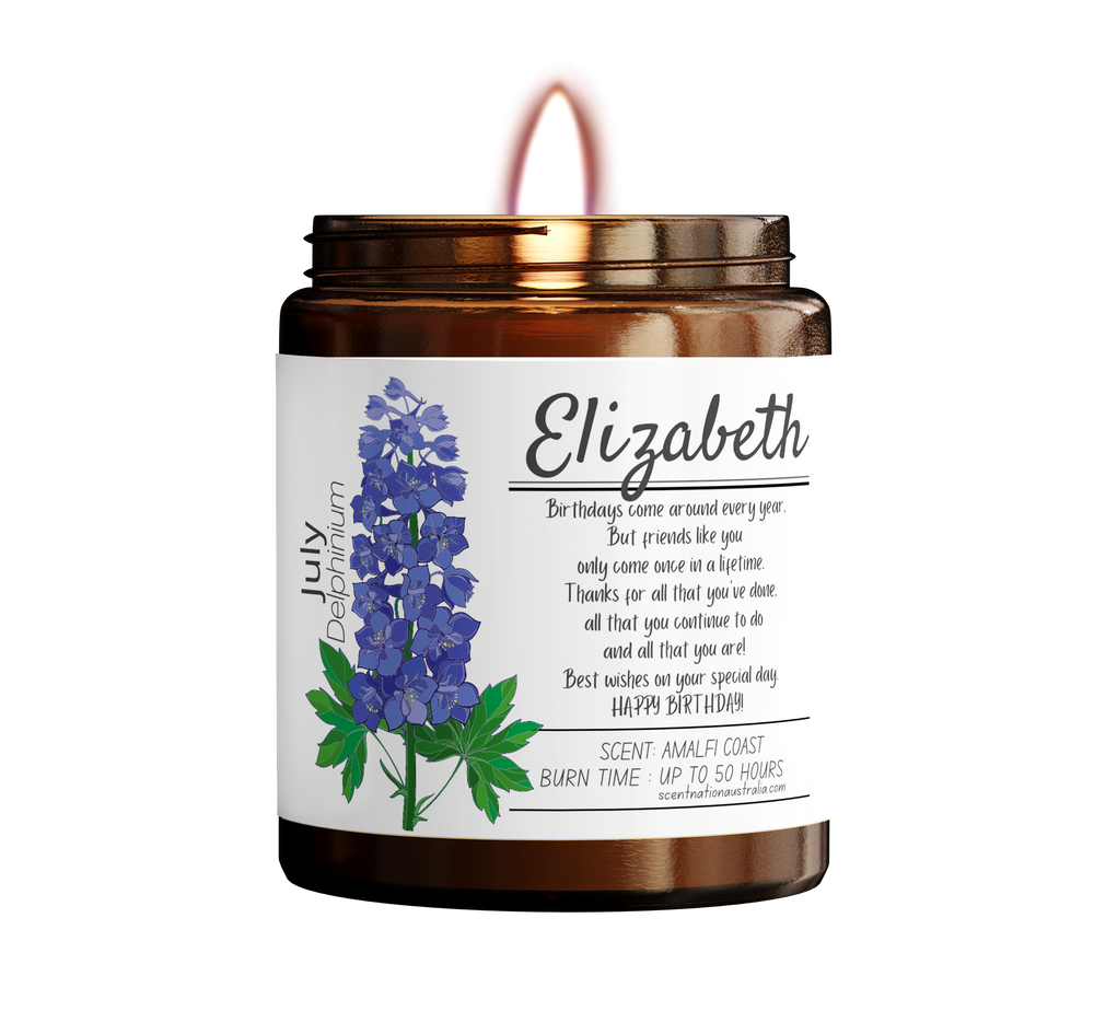 JULY FLOWER BIRTH MONTH - DELPHINIUM

Beautifully crafted birth month soy candle, celebrating individuality and special moments.
