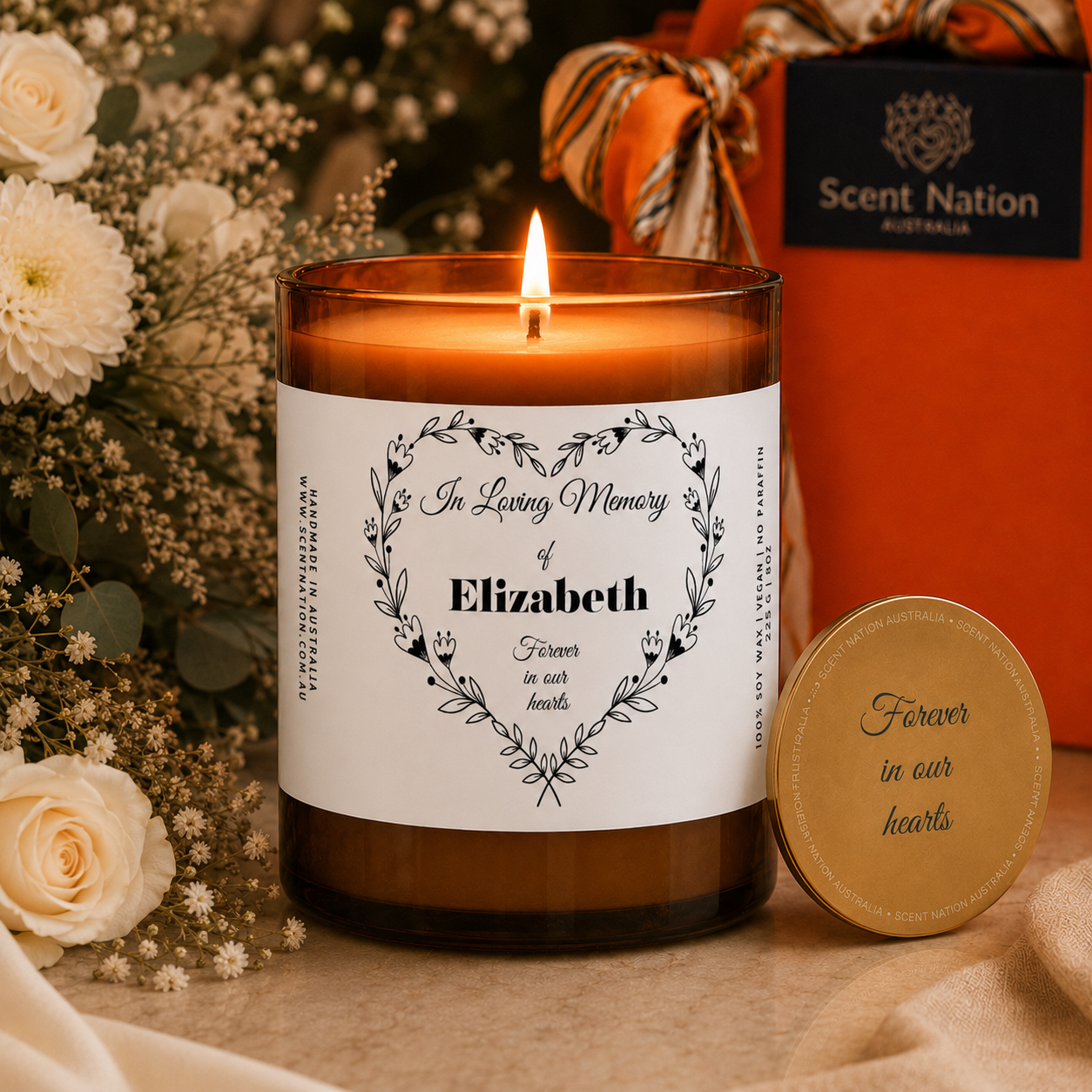 sympathy gift personalised with engraving on lid by scent nation australia