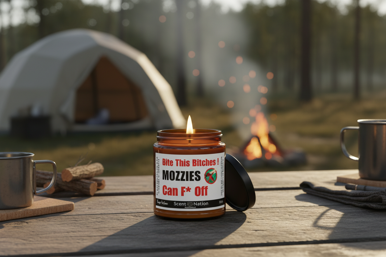 Mosquito repellent candle in camping setting best mosquito repellent candle in Australia