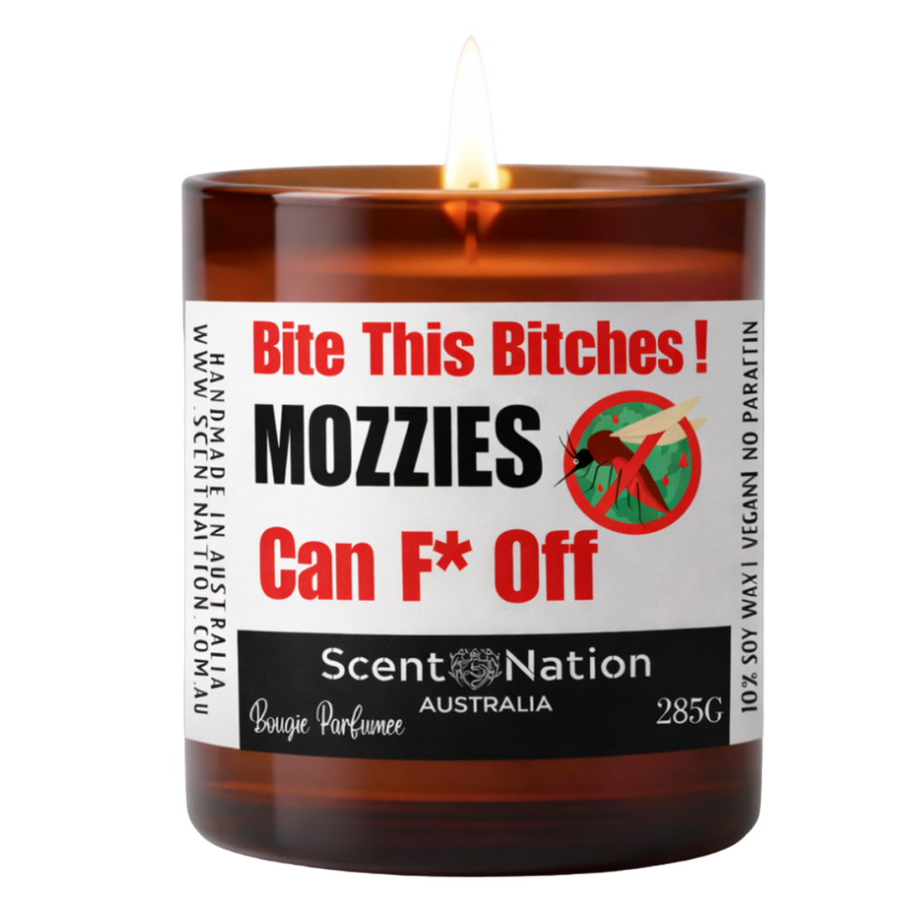 Natural mosquito repellent candle burning with visible flame - Best Mosquito non toxic soy wax candle Australia