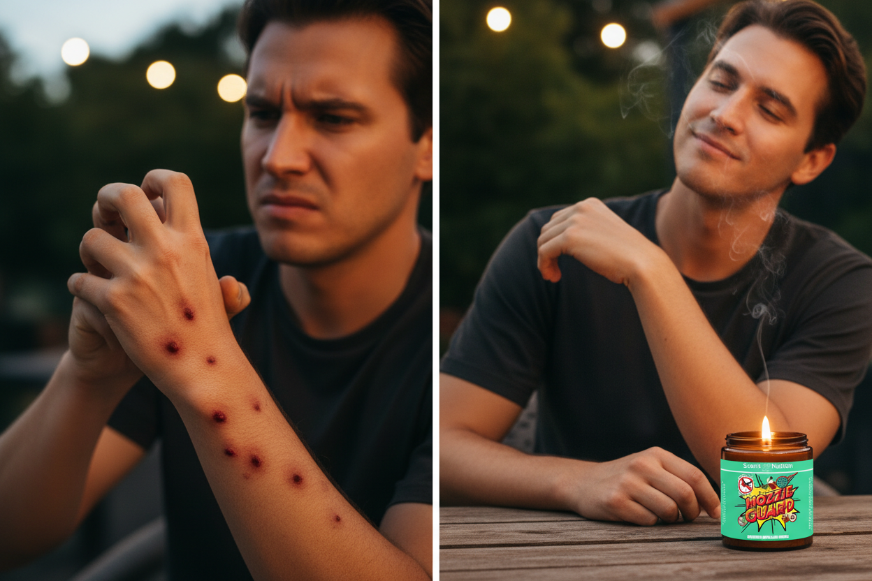 Mosquito repellent candle effectiveness - before and after outdoor protection