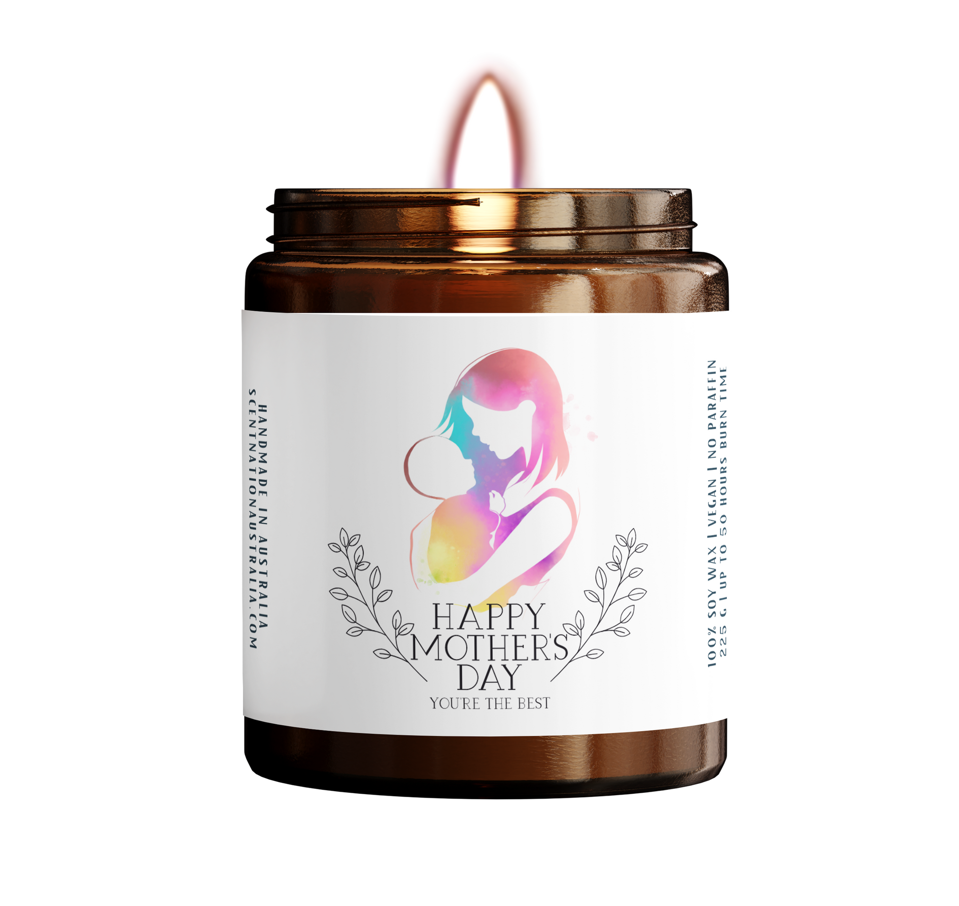 Perfect Gift for Mother's Day - Mothers Day Candle with label saying Happy Mother's Day