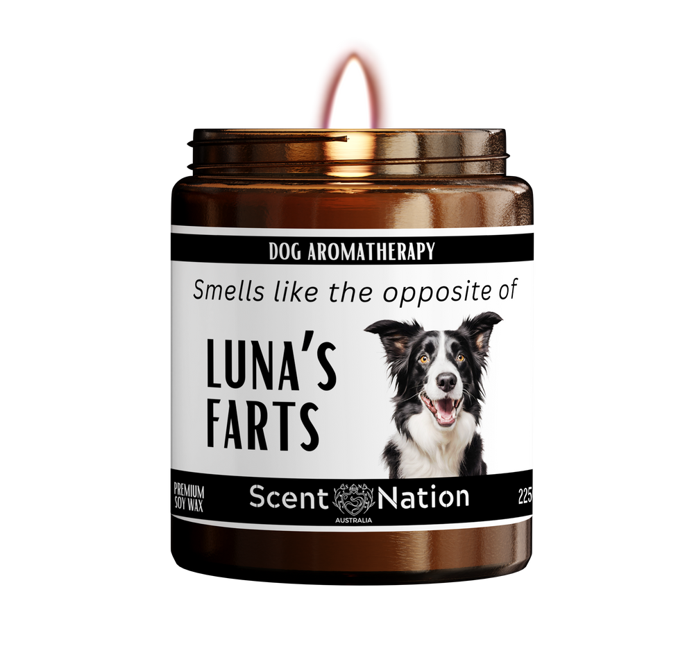 Personalised Dog Candle with image and message by Scent Nation Australia