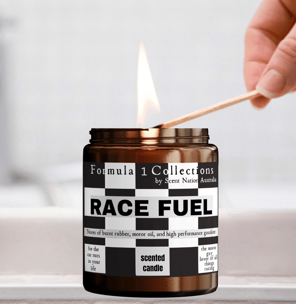 Gasoline Scented Candle - Racing Fuel Petrol Candle, designed to celebrate the spirit of Formula 1 racing