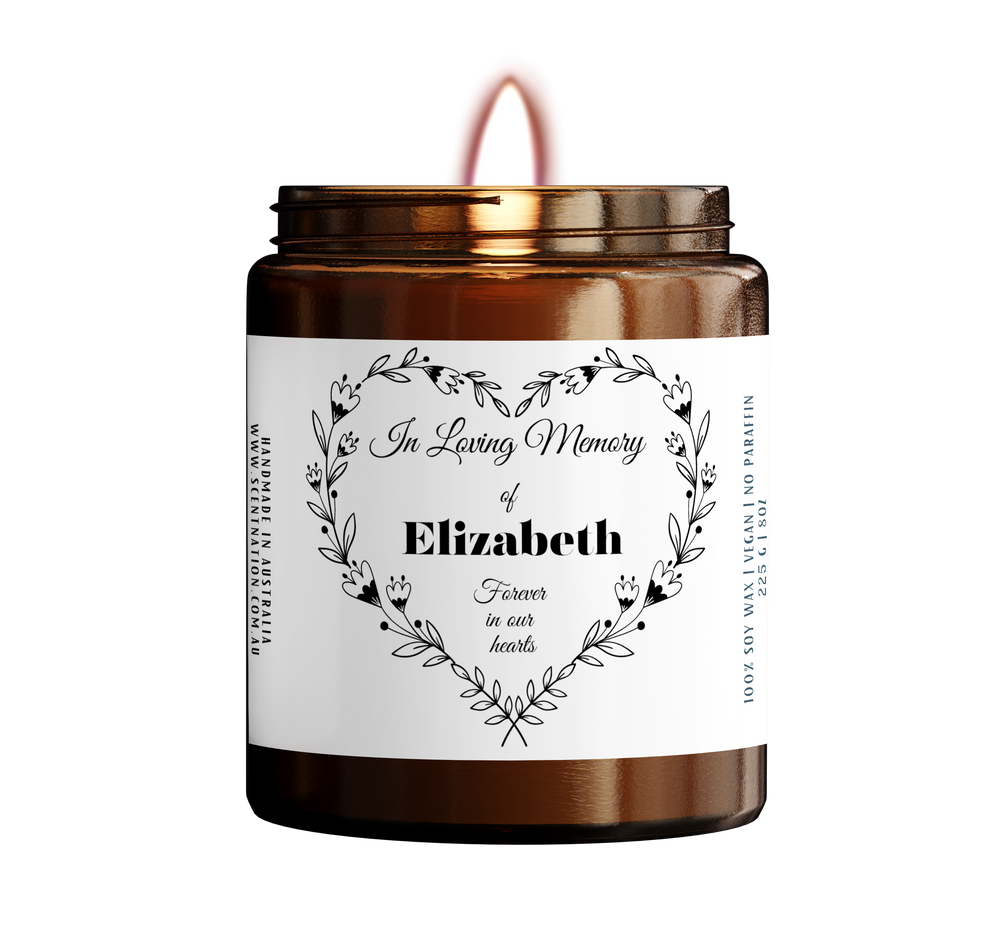 Memorial Candle Australia Sympathy Gift Soy Clean burning Soot Free Personalised with name