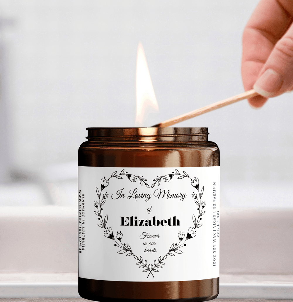 In-loving memory candle Personalised with Name and Message from Scent Nation Australia