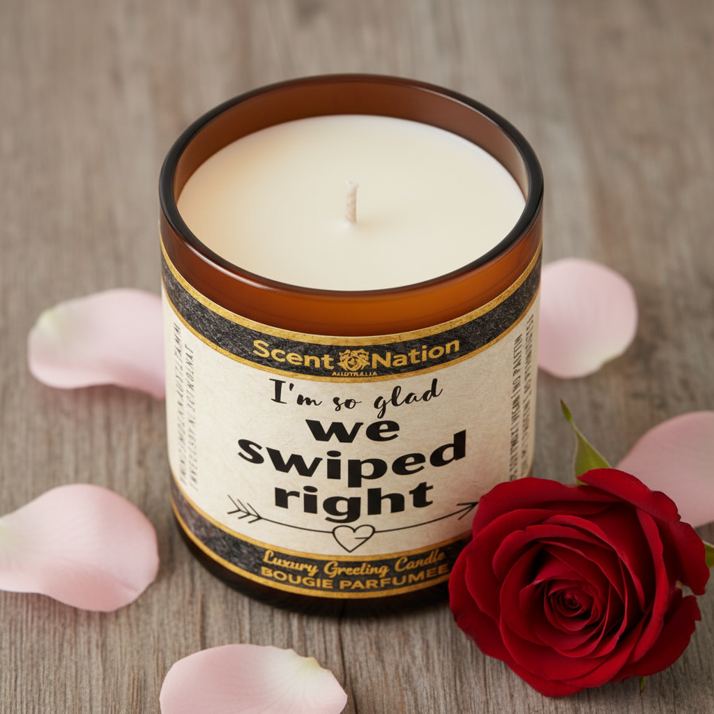 Scent Nation Valentines Day scented candle gift, non toxic soy candle Australia, romantic gift for him her amber jar with roses