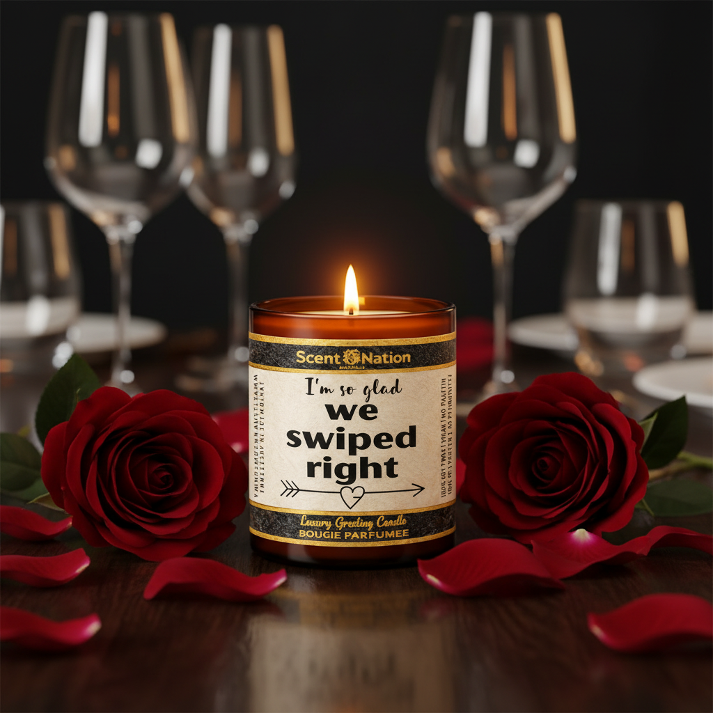 Scent Nation luxury scented candle romantic gift, non toxic soy candle Australia, couples date night amber jar candle