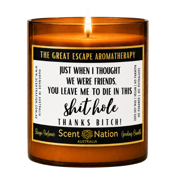 Funny farewell gift candle The Great Escape - leaving present for a colleague or coworker