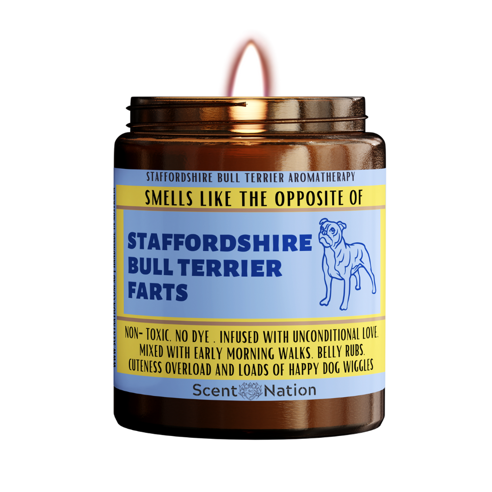 Staffy Staffordshire Bull Terrier Gifts - Smells Like The Opposite Of A Staffy Staffordshire Bull Terrierfart Candle Dog Owner Gift - Funny Dog Candle