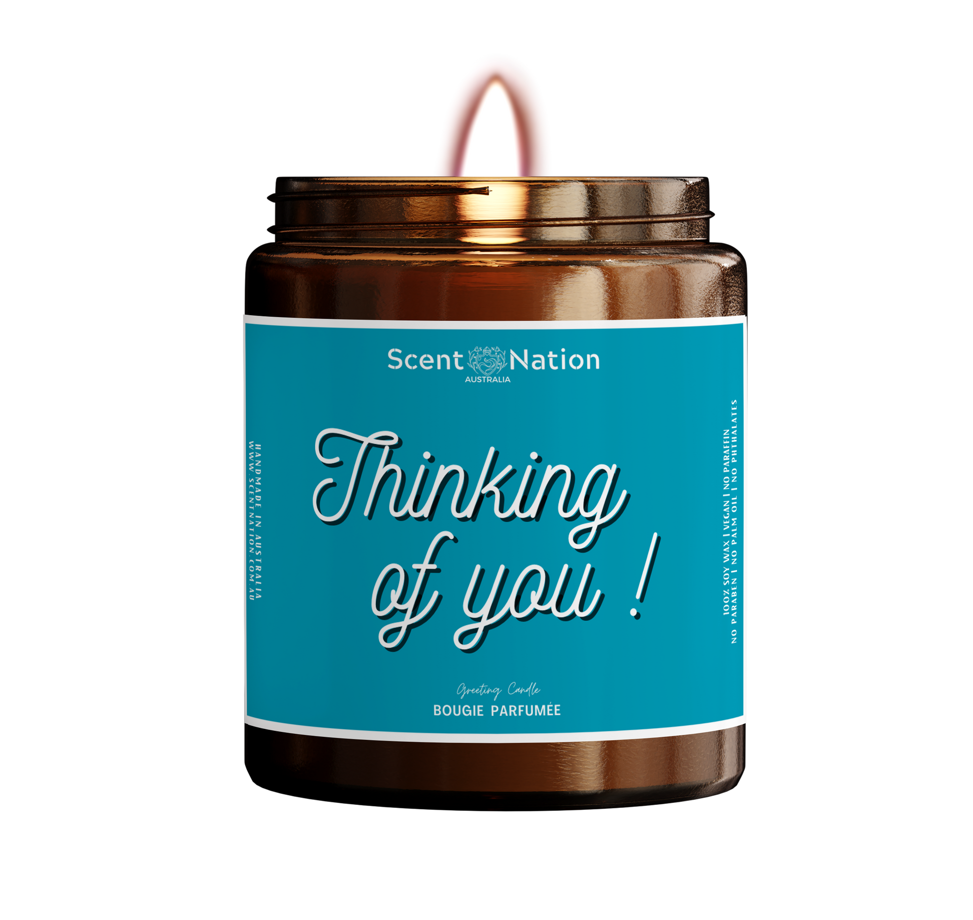 Thoughtful soy candle that captures the sentiment of 'Thinking of You,' ideal for friends and family.